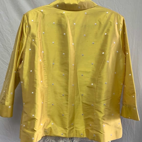 Connie Roberson Yellow Silk polkadot crop jacket - Picture 2 of 8